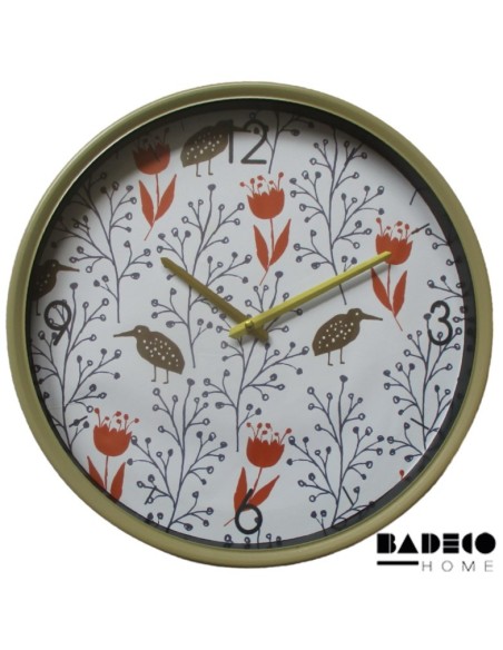 Reloj de pared de 40 cm con diseño de flores y pajaros cod 204240