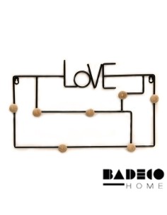 Perchero Love Metalico con Botones de Madera cod 501215