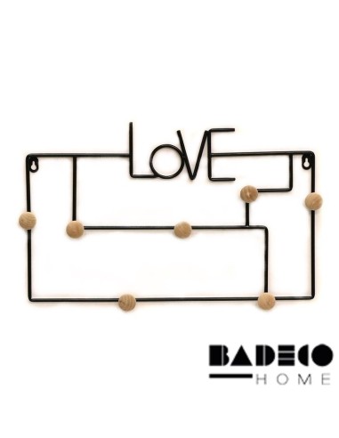 Perchero Love Metalico con Botones de Madera cod 501215