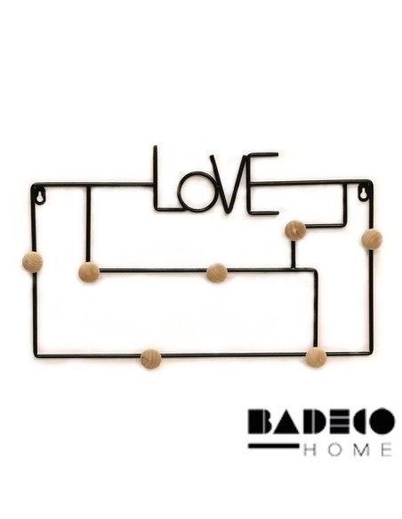 Perchero Love Metalico con Botones de Madera cod 501215