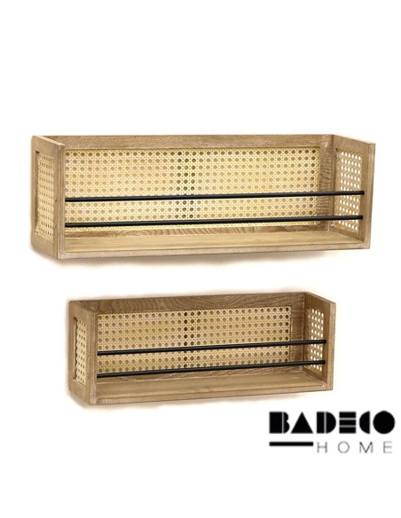 Repisa de Rattan y Madera Set x 2 cod 704381