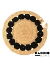 Alfombra de Yute Calada con Circulos Negros 120 cm cod 84120