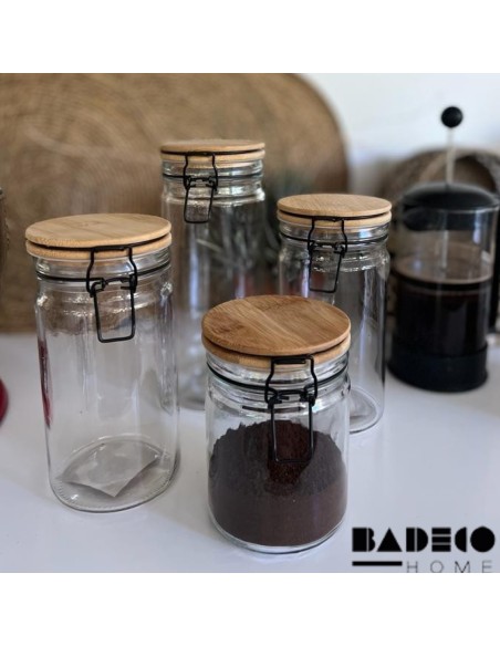 Frasco de Vidrio con Tapa de Acacia - 750cc cod B024618