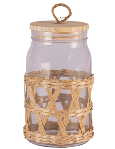 Frasco de Vidrio con Tapa de Madera - 1100cc cod B033418