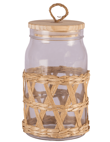 Frasco de Vidrio con Tapa de Madera - 1100cc cod B033418