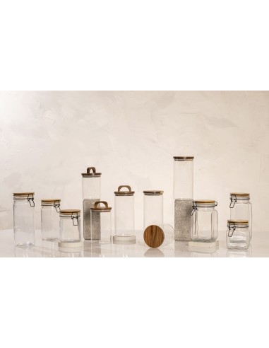 Frasco de Vidrio con Tapa de Acacia - 1000cc cod B024627