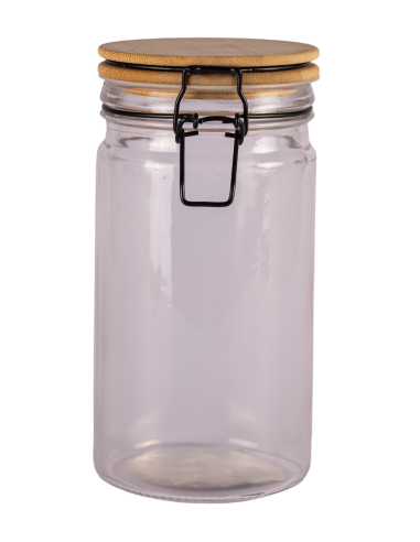 Frasco de Vidrio con Tapa de Acacia - 1000cc cod B024627