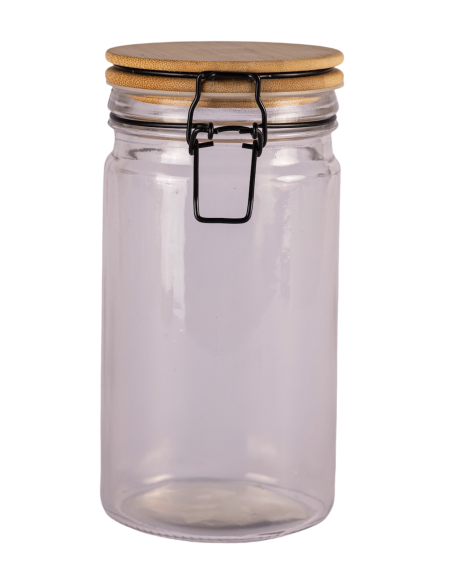 Frasco de Vidrio con Tapa de Acacia - 1000cc cod B024627