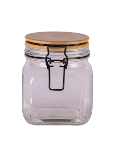 Frasco de Vidrio con Tapa de Bamboo Cuadrado - 760cc cod B024815