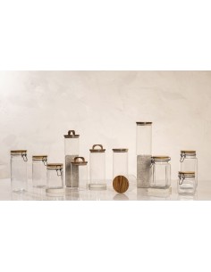 Frasco de Vidrio con Tapa de Bamboo Cuadrado - 760cc cod B024815 2