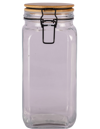 Frasco de Vidrio con Tapa de Bamboo Cuadrado - 1700cc cod B024830