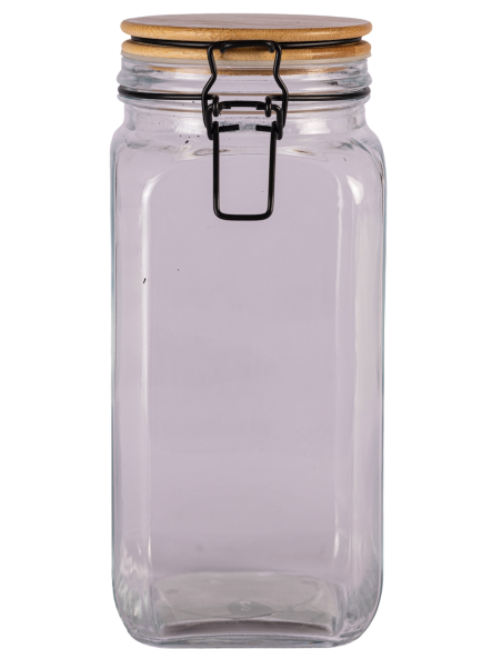 Frasco de Vidrio con Tapa de Bamboo Cuadrado - 1700cc cod B024830