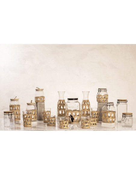 Frasco de Vidrio con Tapa de Bamboo Cuadrado - 760cc cod B024815