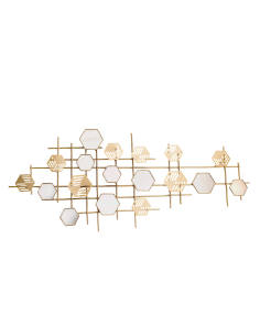 Cuadro Metalico con Exagonos de Espejos y Chapa  cod 505065