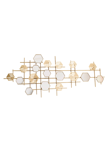 Cuadro Metalico con Exagonos de Espejos y Chapa  cod 505065