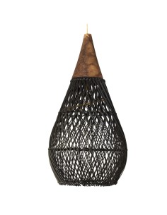 Pantalla de Rattan Negro 50x25 - Base Madera cod.1205022