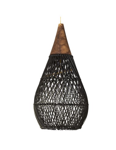 Pantalla de Rattan Negro 50x25 - Base Madera cod.1205022