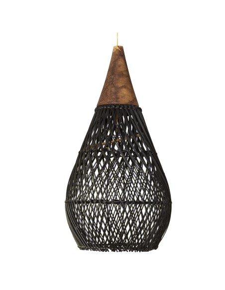 Pantalla de Rattan Negro 50x25 - Base Madera cod.1205022