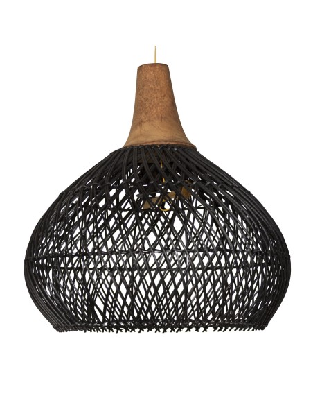 Pantalla de Rattan Negro 60x60 - Base Madera cod.120533