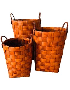 Canastos Madera Laminados Set x3 –Natural– cod. 181063