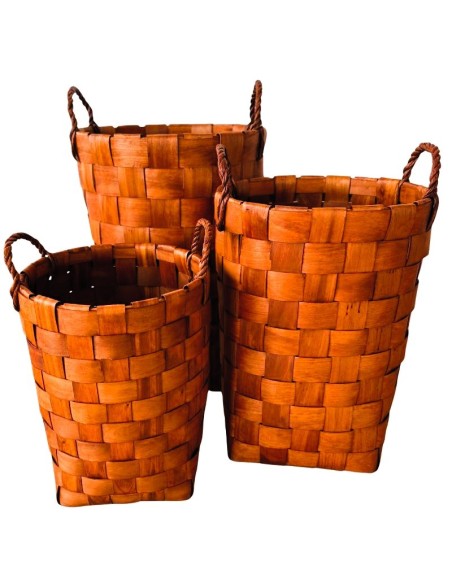 Canastos Madera Laminados Set x3 –Natural– cod. 181063