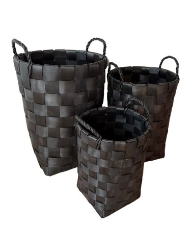 Canastos Madera Laminados Set x3 –Negro– cod. 181062