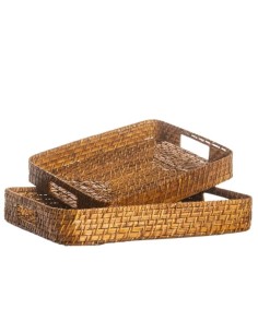 Bandeja Rectangular de Rattan set x 2 cod 130910