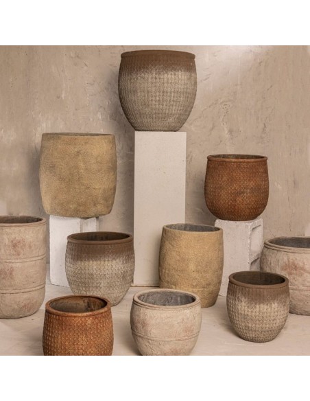 Maceta de Cemento Texturado Set x3 cod.170600