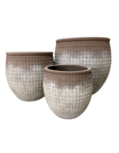 Maceta de Cemento Texturado Set x3 cod.170800