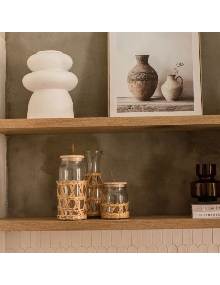 Frasco de Vidrio con Tapa de Madera - 1500cc cod B033424