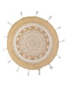 Alfombra de Yute c/ Mandala Impreso y Flecos de Algodón 80 cm cod 85080