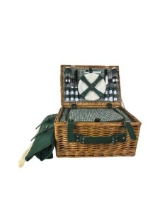 Cesta de picnic de mimbre Verde completa para 4 personas Cod.959595