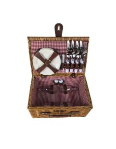 Cesta de picnic de mimbre Roja completa para 4 personas Cod.959599