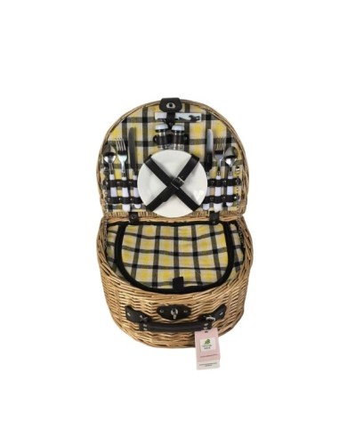 Cesta de picnic de mimbre Amarilla para 2 personas Cod.959600