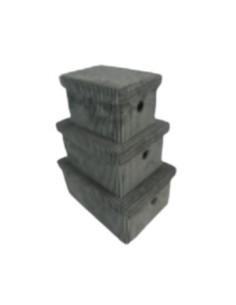 Canastos Textiles Con tapa Set x 3 Gris. Cod.001042