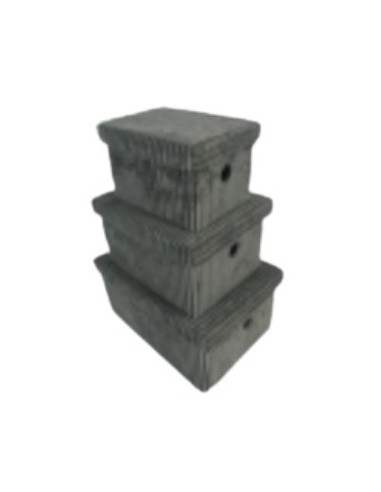 Canastos Textiles Con tapa Set x 3 Gris. Cod.001042