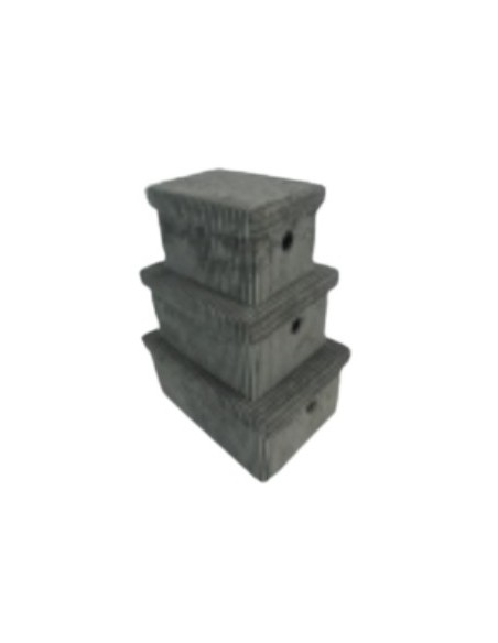 Canastos Textiles Con tapa Set x 3 Gris. Cod.001042