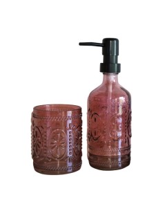 Dispenser con vaso para baño de 380ml en color Rosa Viejo. Cod.054222