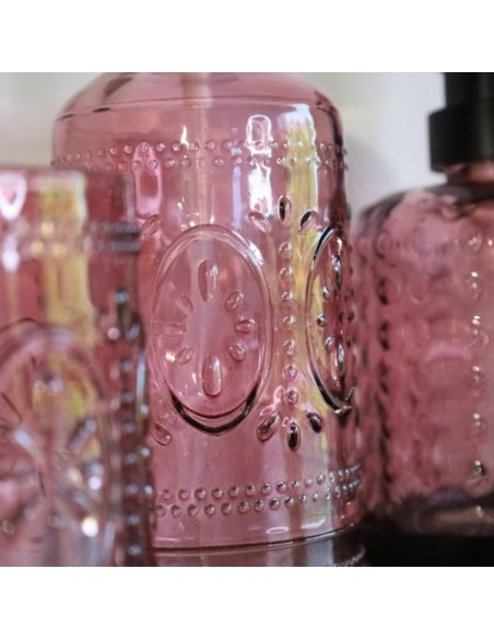 Dispenser con vaso para baño de 380ml en color Rosa Viejo. Cod.054222