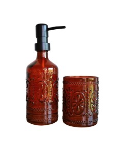 Dispenser con vaso para baño de 380ml en color Naranja. Cod.055502