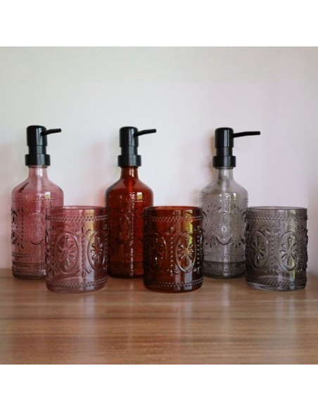 Dispenser con vaso para baño de 380ml en color Naranja. Cod.055502