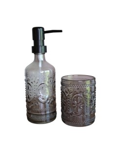 Dispenser con vaso para baño de 380ml en color Humo. Cod.056622