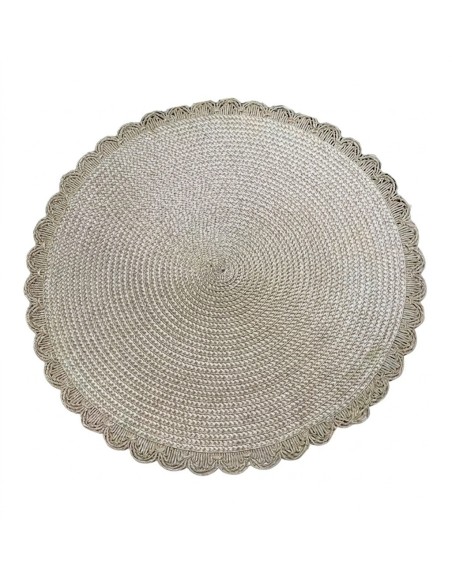 Individual centro con Borde Decorado Beige Cod.182305