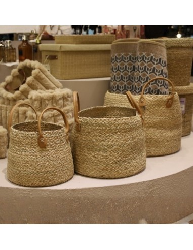 Canasto Seagrass set x3 Asas de Ecocuero Cod.234746