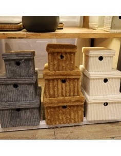 Canastos Textiles Con tapa Set x 3 Marrón. Crema. Cod.007052 2