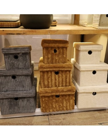 Canastos Textiles Con tapa Set x 3 Marrón. Crema. Cod.007052