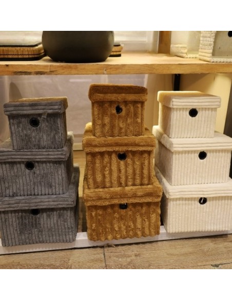 Canastos Textiles Con tapa Set x 3 Gris. Cod.001042