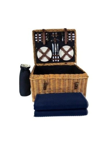 Cesta de picnic de mimbre Azul completa para 6 personas Cod.959597