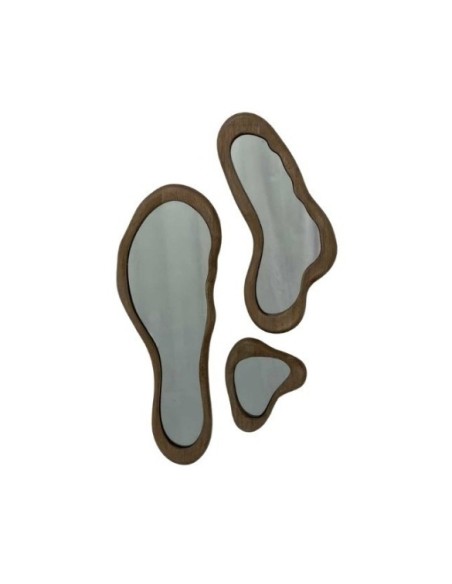 Espejos Set x 3 Marco madera natural lustrada Cod.250111